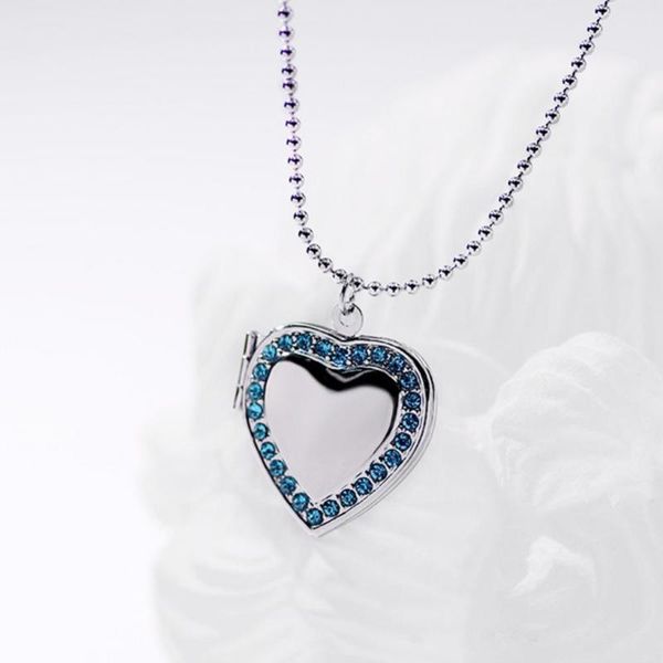pendant necklaces women rhinestone heart po frame locket necklace clavicle chain jewelry gift, Silver
pendant necklaces women rhinestone heart po frame locket necklace clavicle chain jewelry gift, Silver