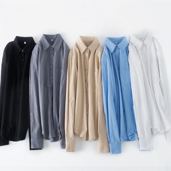 women's blouses & shirts 2021 solid color women cotton womens casual long sleeve office ladies blusas xz728, White
women's blouses & shirts 2021 solid color women cotton womens casual long sleeve office ladies blusas xz728, White