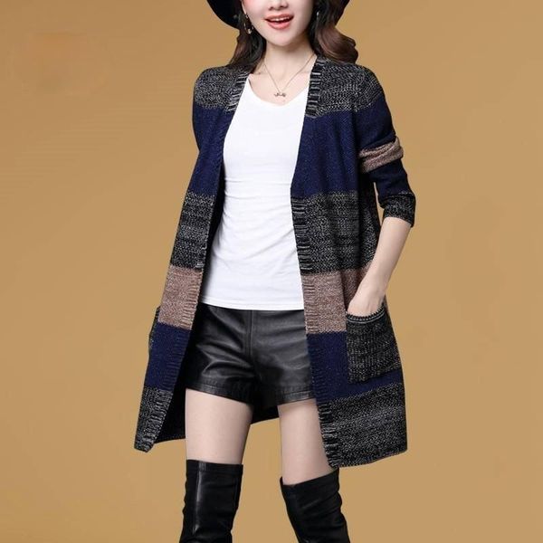 women's knits & tees tricot outwear open stitch casaco casual striped loose v-neck knitted long cardigan sweater coat autumn winter fas, White
women's knits & tees tricot outwear open stitch casaco casual striped loose v-neck knitted long cardigan sweater coat autumn winter fas, White