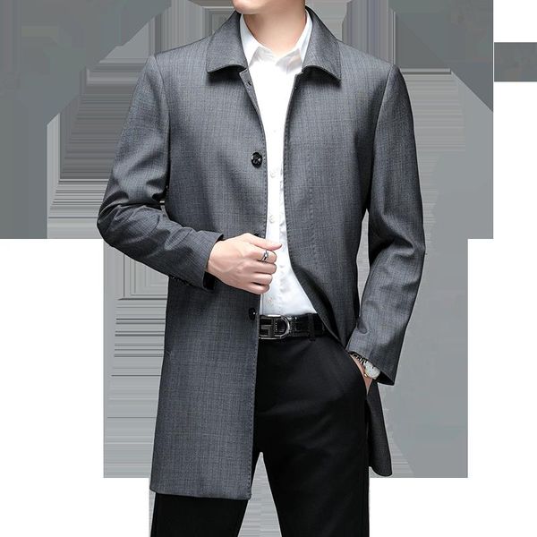 men's wool & blends middle-aged men trench coat autumn winter solid color windbreaker jacket luxurious brand clothing, Black
men's wool & blends middle-aged men trench coat autumn winter solid color windbreaker jacket luxurious brand clothing, Black