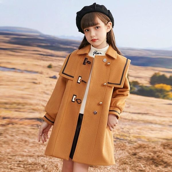 jackets 5 7 9 11 12 14 years girls woolen coat autumn winter england style single breasted long children casual street overcoats, Blue;gray
jackets 5 7 9 11 12 14 years girls woolen coat autumn winter england style single breasted long children casual street overcoats, Blue;gray