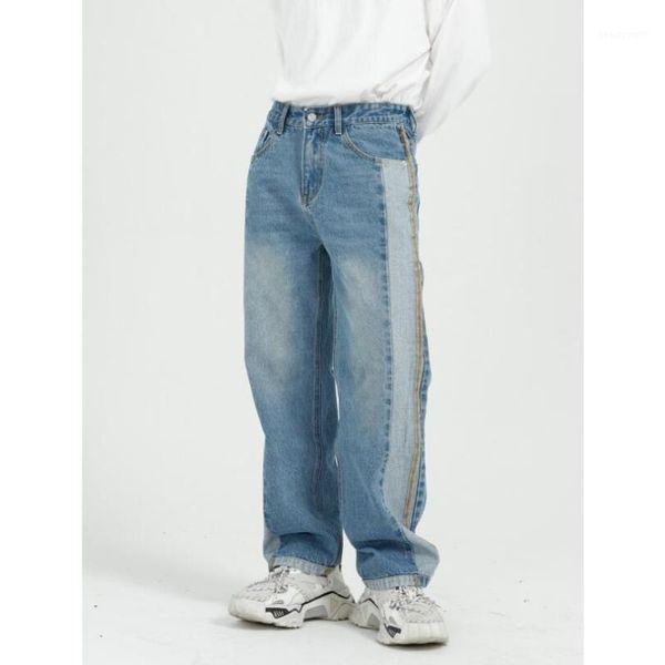 men's jeans wear color block patchwork blue 2021 autumn streetwear design washed denim pants straight loose trousers w2287
men's jeans wear color block patchwork blue 2021 autumn streetwear design washed denim pants straight loose trousers w2287