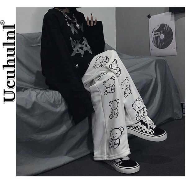 women's pants & capris streetwear sweatpants women korean style wide leg cartoon print harajuku trousers autumn fashion 2021, Black;white
women's pants & capris streetwear sweatpants women korean style wide leg cartoon print harajuku trousers autumn fashion 2021, Black;white