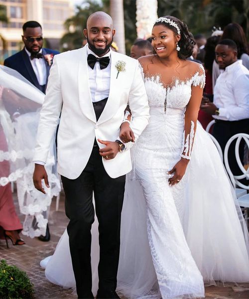 luxury long sleeves mermaid lace wedding dress 2022 overskirt elegant beading applique african bridal gown illusion robe de, White
luxury long sleeves mermaid lace wedding dress 2022 overskirt elegant beading applique african bridal gown illusion robe de, White