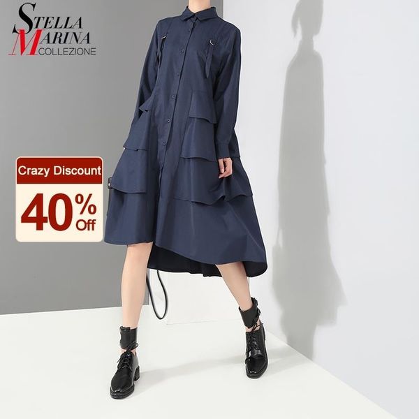 new elegant style woman navy blue casual shirt dress long sleeve cascading ruffle office ladies party midi dress robe femme 3807 210303, Black;gray
new elegant style woman navy blue casual shirt dress long sleeve cascading ruffle office ladies party midi dress robe femme 3807 210303, Black;gray