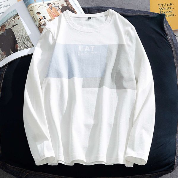 2021 spring new long sleeve t-shirt korean student solid color leisure base shirt men's pure cotton printed trendy men's wear, White;black 
2021 spring new long sleeve t-shirt korean student solid color leisure base shirt men's pure cotton printed trendy men's wear, White;black