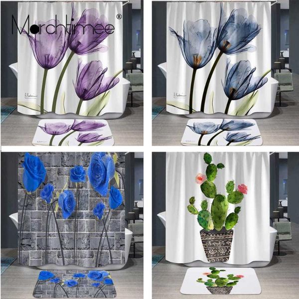 2pc beautiful flower tulip shower curtains set plant green bathroom curtain fabric waterproof polyester bath cortina no-slip mat
2pc beautiful flower tulip shower curtains set plant green bathroom curtain fabric waterproof polyester bath cortina no-slip mat