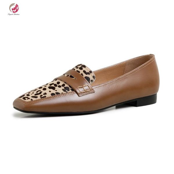 dress shoes original intention leopard square toe woman spring real leather low heel super fashion comfortable, Black
dress shoes original intention leopard square toe woman spring real leather low heel super fashion comfortable, Black