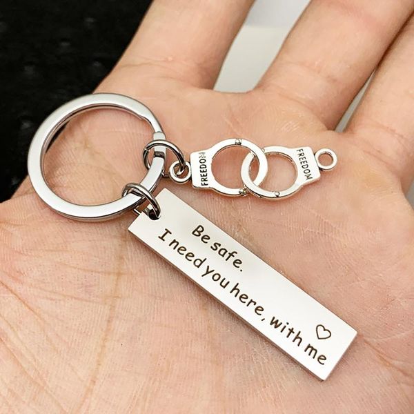 hooks & rails stainless steel handcuff keychain be safe i need you here with me birthday wedding anniversary gift keyring key chain ring #5g
hooks & rails stainless steel handcuff keychain be safe i need you here with me birthday wedding anniversary gift keyring key chain ring #5g