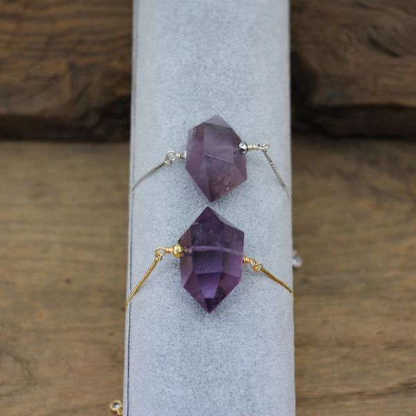 link, chain natural amethysts double point gold/silvery chains adjustable bracelets healing crystal fashion women jewelry dropship qc2034, Black
link, chain natural amethysts double point gold/silvery chains adjustable bracelets healing crystal fashion women jewelry dropship qc2034, Black