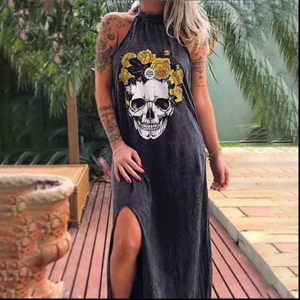 sleeveless skull flower print womens dress halter punk loose split streetwear dresses female summer fashion vestidos plus size, Black;gray
sleeveless skull flower print womens dress halter punk loose split streetwear dresses female summer fashion vestidos plus size, Black;gray