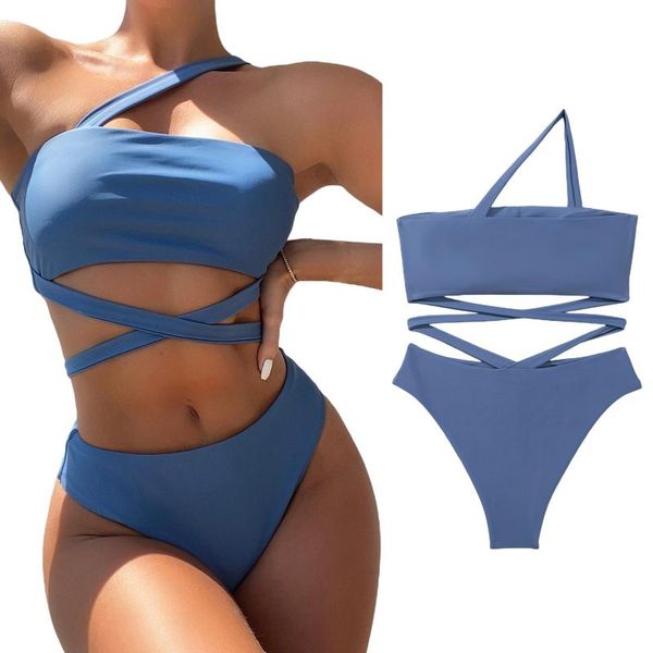 one-piece suits women sportswear 1piece bikini with slanted shoulders cross strap decoration high waist version summer clothing swimwear
one-piece suits women sportswear 1piece bikini with slanted shoulders cross strap decoration high waist version summer clothing swimwear