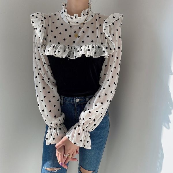 new polka dots mesh work wear stylish blouse brief office lady basic elegance patchwork 2021 women slim gentle shirts h6se, Black
new polka dots mesh work wear stylish blouse brief office lady basic elegance patchwork 2021 women slim gentle shirts h6se, Black