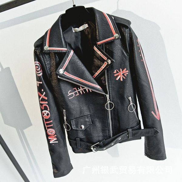 women's leather & faux long sleeve basic jackets women print pu biker coat spring autumn casual black jacket py20
women's leather & faux long sleeve basic jackets women print pu biker coat spring autumn casual black jacket py20