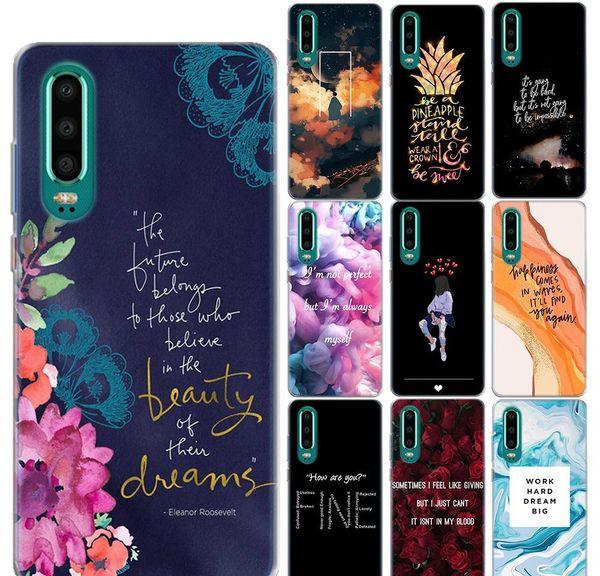 

quotes floral unicorn soft tpu case for coque huawei p30 lite p30 pro p20 flowers cat pineapple silicon cover for p40 cases mix color bcp3q