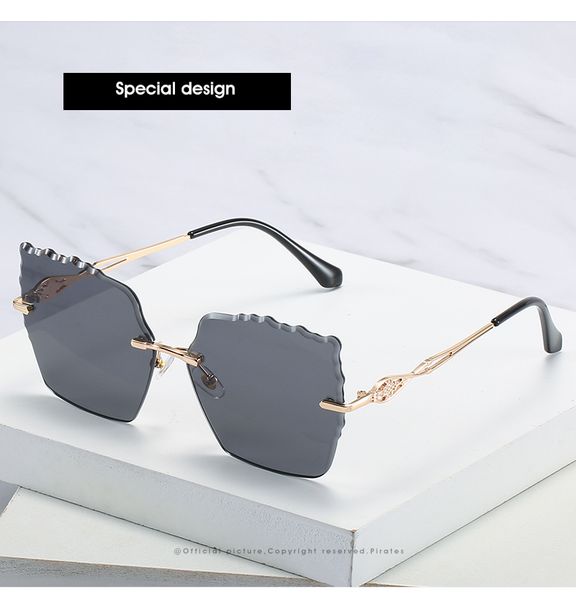 trendy cut edge frameless sunglasses ladies metal uv400 sun glasses, White;black 
trendy cut edge frameless sunglasses ladies metal uv400 sun glasses, White;black