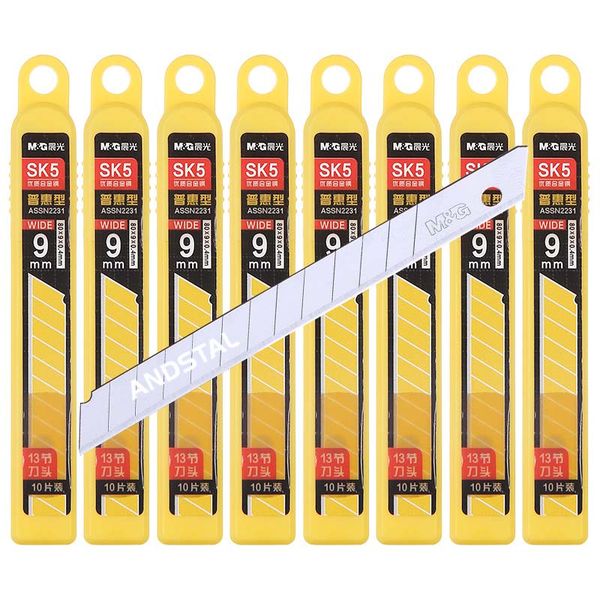 andsta 80pcs/ot m&g sk5 stee cutter bades 9mm cutting utiity knife bade paper cutters cuter knife for office pies
andsta 80pcs/ot m&g sk5 stee cutter bades 9mm cutting utiity knife bade paper cutters cuter knife for office pies