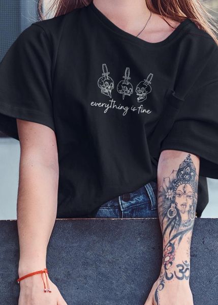 women's t-shirt everything is fine gothic skeleton women 100% cotton funny graphic casual hipster fashion quote tee tshirt, White
women's t-shirt everything is fine gothic skeleton women 100% cotton funny graphic casual hipster fashion quote tee tshirt, White