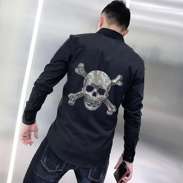 youth solid color diamond skull style men's t-shirt exquisite buttons fashion lapel new long sleeves, White;black
youth solid color diamond skull style men's t-shirt exquisite buttons fashion lapel new long sleeves, White;black