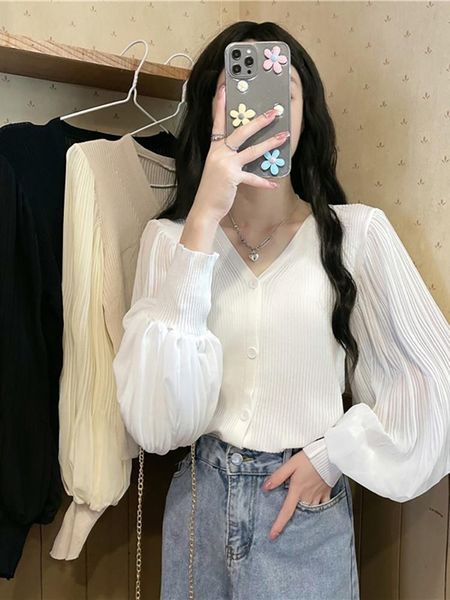women's knits & tees cardigan sweater white shirt female korean lantern sleeve spring and autumn 2021 french thin long casual top
women's knits & tees cardigan sweater white shirt female korean lantern sleeve spring and autumn 2021 french thin long casual top