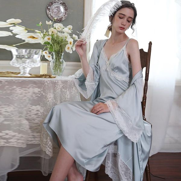 women's sleepwear pajamas two-piece set ice silk long-sleeved lace sling pajama skirt summer women, Black;red
women's sleepwear pajamas two-piece set ice silk long-sleeved lace sling pajama skirt summer women, Black;red
