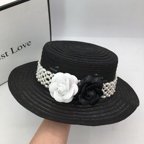 wide brim hats french aristocratic hat black linen woven summer women's sun breathable together uv elegant pearl flowers, Blue;gray 
wide brim hats french aristocratic hat black linen woven summer women's sun breathable together uv elegant pearl flowers, Blue;gray