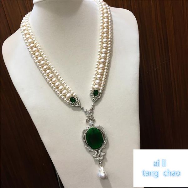 hand knotted white natural freshwater pearl luxury multilayer sweater chain necklace fashion jewelry, Silver
hand knotted white natural freshwater pearl luxury multilayer sweater chain necklace fashion jewelry, Silver