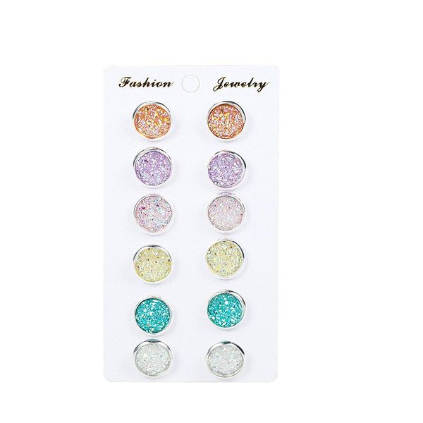 earring back 6 pairs/set womens shiny resin ear stud with round bling druzy stone for girls cute earrings set 2020 jewelry, White
earring back 6 pairs/set womens shiny resin ear stud with round bling druzy stone for girls cute earrings set 2020 jewelry, White