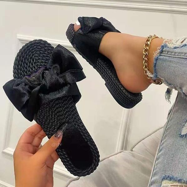 slippers 2021 summer women wholesale flat-bottomed solid color bow outer wear one-word open-toed large size beach sandals/slippers, Black
slippers 2021 summer women wholesale flat-bottomed solid color bow outer wear one-word open-toed large size beach sandals/slippers, Black