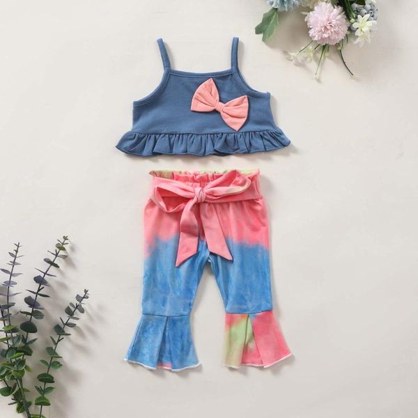 clothing sets toddler kids baby girls bow tie-dye flared trousers clothes suit, White
clothing sets toddler kids baby girls bow tie-dye flared trousers clothes suit, White