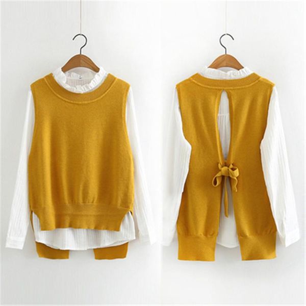women's vests 2021 spring o neck pullover sleeveless knitted vest women plus size bandage thin hollow out loose side split waistcoat pz, Black;white
women's vests 2021 spring o neck pullover sleeveless knitted vest women plus size bandage thin hollow out loose side split waistcoat pz, Black;white