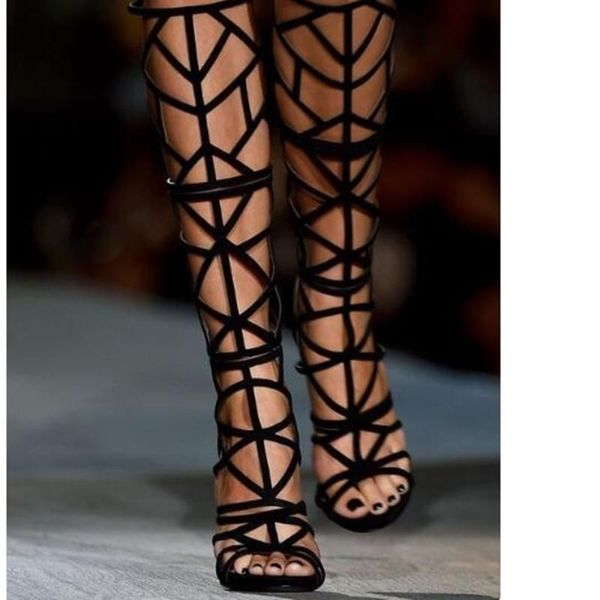sandals est fashion women shoes peep toe high-heel boots black suede leather runway cage size cut-out
sandals est fashion women shoes peep toe high-heel boots black suede leather runway cage size cut-out