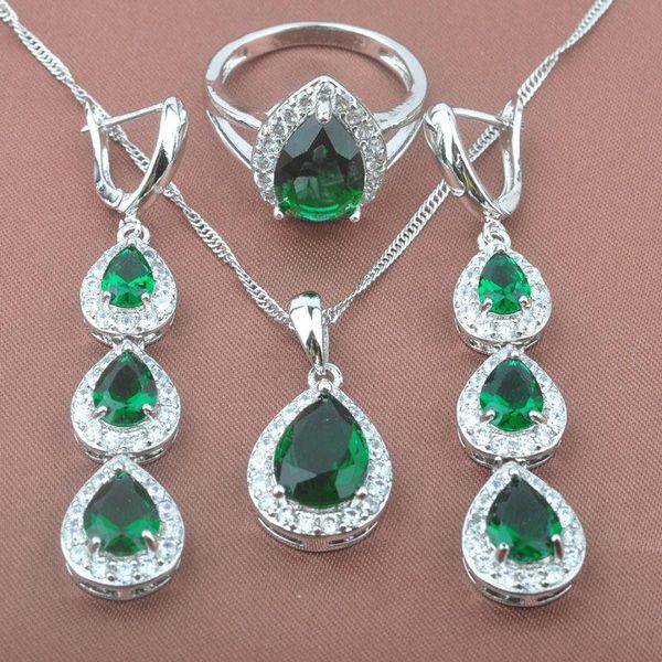 earrings & necklace elegant women's green crystal zirconia silver color jewelry sets pendant drop rings russian style tz0181
earrings & necklace elegant women's green crystal zirconia silver color jewelry sets pendant drop rings russian style tz0181