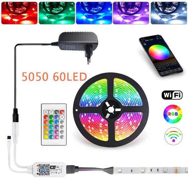 smart wifi led strip light rgb 60led luces led light strip 5m 10m 15m flexible ribbon + wifi controller + power adapter eu
smart wifi led strip light rgb 60led luces led light strip 5m 10m 15m flexible ribbon + wifi controller + power adapter eu