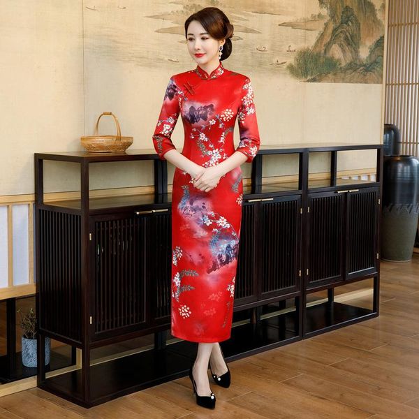 red elegant mandarin collar novelty cheongsam women 3/4 sleeve exquisite long qipao vintage button trim chinese dress -5xl
red elegant mandarin collar novelty cheongsam women 3/4 sleeve exquisite long qipao vintage button trim chinese dress -5xl