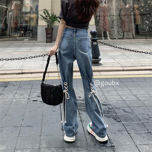 women's jeans mop for women 2021 spring and autumn high waist straight loose wide leg lace-up design sense niche pants, Blue
women's jeans mop for women 2021 spring and autumn high waist straight loose wide leg lace-up design sense niche pants, Blue