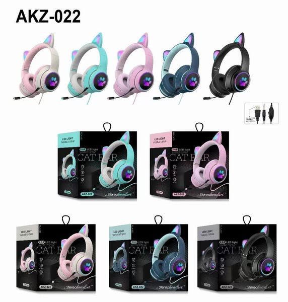 new akz-022 foldable on-ear stereo wireless headset with mic led light and volume control support wired cat ear headphones glowing lights
new akz-022 foldable on-ear stereo wireless headset with mic led light and volume control support wired cat ear headphones glowing lights