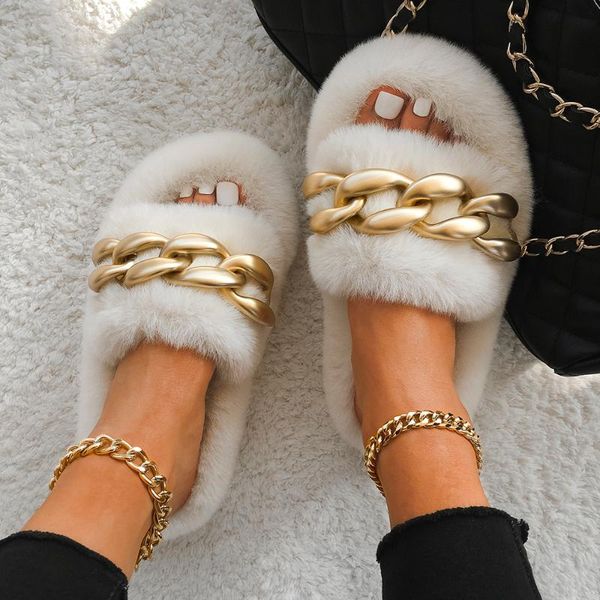 slippers plush winter women furry fur slides gold chain indoor home 2021 faux slip on flats fashion shoes, Black
slippers plush winter women furry fur slides gold chain indoor home 2021 faux slip on flats fashion shoes, Black