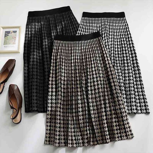 women skirt plaid knitted midi skirt a-line high waist elegant pleated spring autumn winter faldas femme jupes, Black
women skirt plaid knitted midi skirt a-line high waist elegant pleated spring autumn winter faldas femme jupes, Black