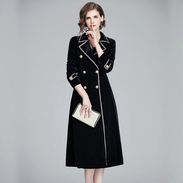women's wool & blends elegant velvet coat windbreaker retro fashion classic warm long in autumn/winter, Black
women's wool & blends elegant velvet coat windbreaker retro fashion classic warm long in autumn/winter, Black