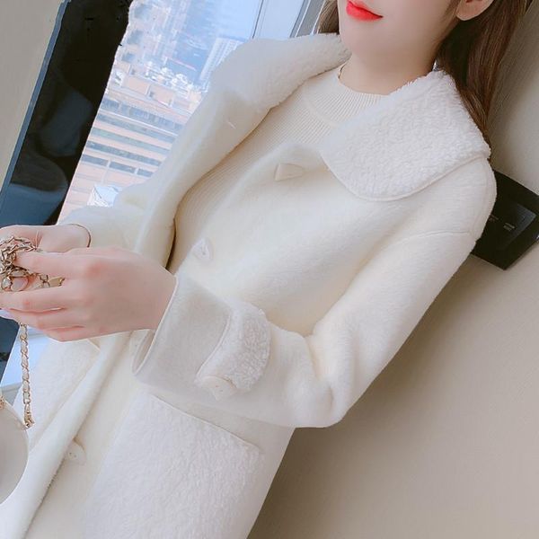 women's wool & blends woolen coat 2021 fall winter overcoat ladies mid-length thick outcoat lady fashion jacket c, Black
women's wool & blends woolen coat 2021 fall winter overcoat ladies mid-length thick outcoat lady fashion jacket c, Black