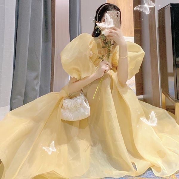 casual dresses sweet kawaii dress women elegant fairy party midi french retro female yellow puff sleeve cute korean summer 2021, Black;gray
casual dresses sweet kawaii dress women elegant fairy party midi french retro female yellow puff sleeve cute korean summer 2021, Black;gray
