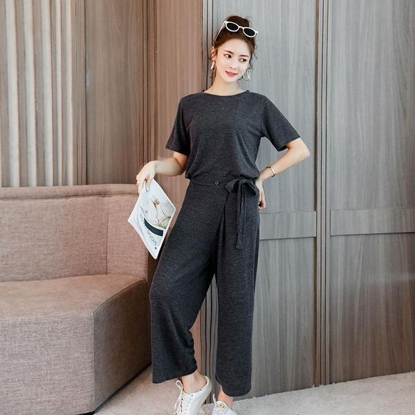 women's tracksuits 2021summer fashion ladies clothes set plus size twinset short sleeve casual t shirt +bow wide leg pants xl-xxxxxl 4x, Gray
women's tracksuits 2021summer fashion ladies clothes set plus size twinset short sleeve casual t shirt +bow wide leg pants xl-xxxxxl 4x, Gray