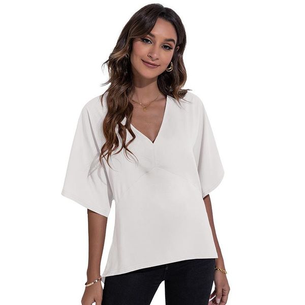 women's blouses & shirts 2021 summer product v-neck simplicity splicing solid color coat t-shirt, White
women's blouses & shirts 2021 summer product v-neck simplicity splicing solid color coat t-shirt, White