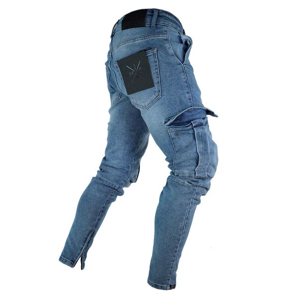 men jeans fit with rits effen color mid tail straight ripped gates slim casual style streetwear, Blue
men jeans fit with rits effen color mid tail straight ripped gates slim casual style streetwear, Blue