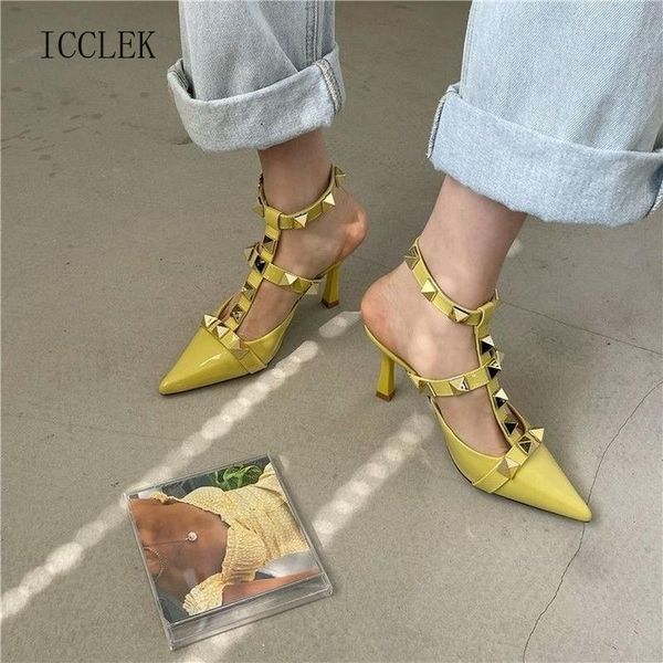 sandals woman shoes the high heel all-match comfortable thin lady wedding pointed toe rivets, Black
sandals woman shoes the high heel all-match comfortable thin lady wedding pointed toe rivets, Black