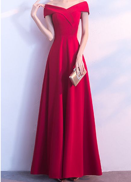 elegant off shoulder satin evening dress zipper back solid a line prom dresses for women vestidos largos de fiesta de noche, Black;red
elegant off shoulder satin evening dress zipper back solid a line prom dresses for women vestidos largos de fiesta de noche, Black;red
