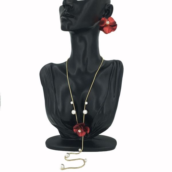 earrings & necklace mejewelry red flower wedding long chains for women african party gift luxry accessories, Silver
earrings & necklace mejewelry red flower wedding long chains for women african party gift luxry accessories, Silver