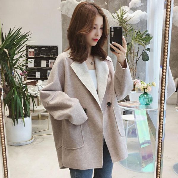women's wool & blends women causal woolen coats autumn solid velvet jacket korean coat, Black
women's wool & blends women causal woolen coats autumn solid velvet jacket korean coat, Black