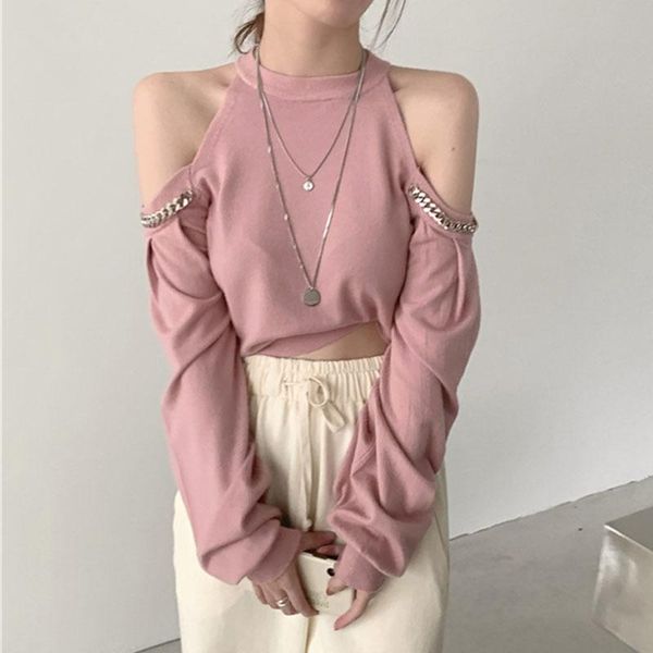 women's t-shirt 2021 spring cut off shoulder chain solid fashion long sleeve crop short women stretwear korean tee, White
women's t-shirt 2021 spring cut off shoulder chain solid fashion long sleeve crop short women stretwear korean tee, White